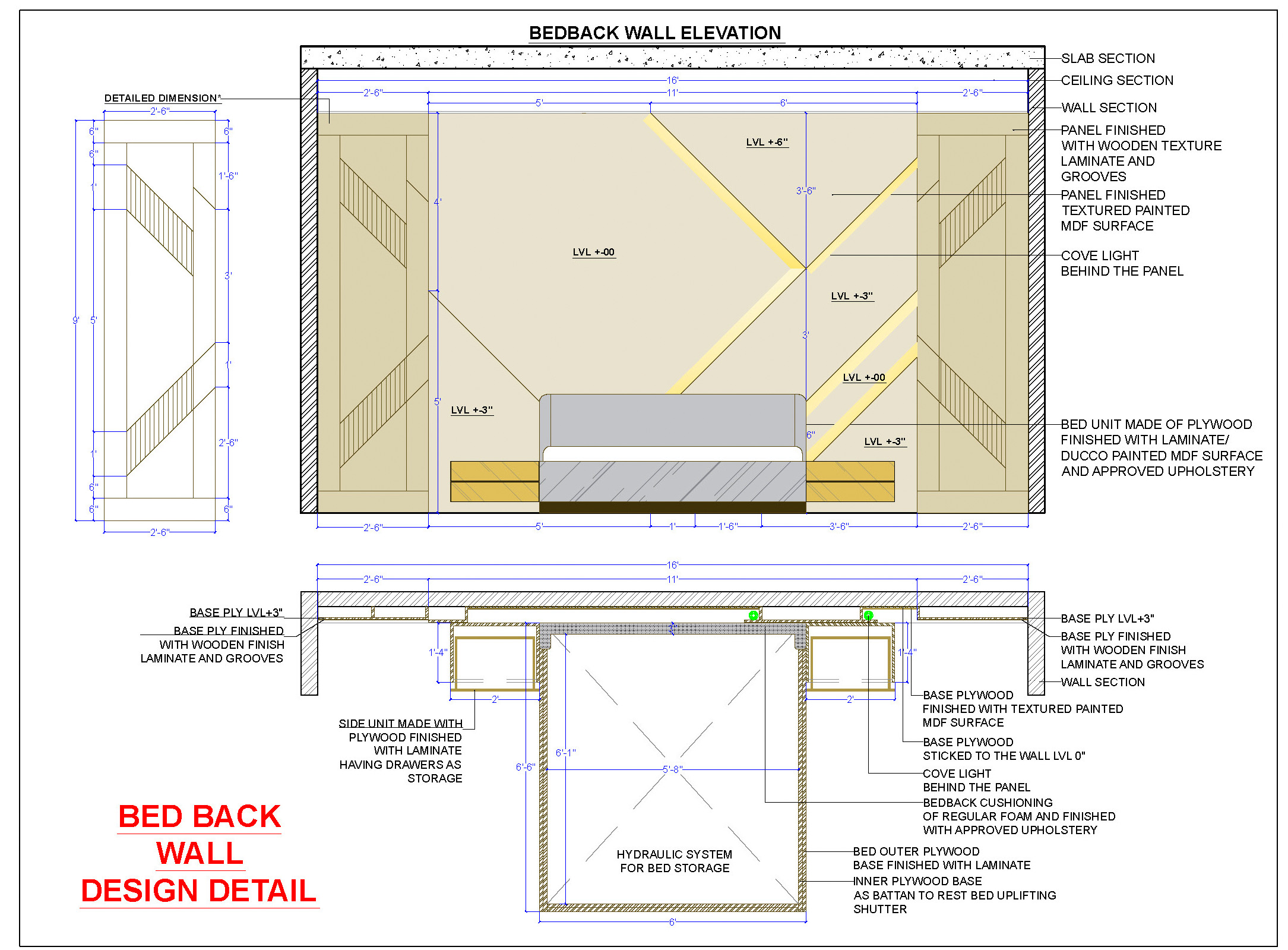 Elegant Bedroom Wall Design AutoCAD DWG File